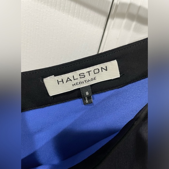 Halston Heritage Blue Ombré Chiffon Dress One Shoulder Size 8 $395 - Picture 5 of 14